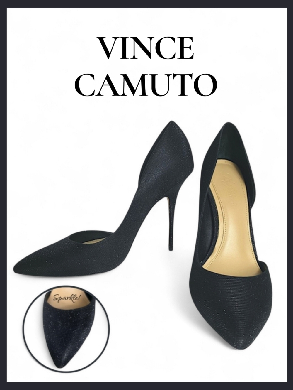 Imagine by Vince Camuto Im-Orre Pumps Black Shimmer Metallic Fabric  Size 7.5